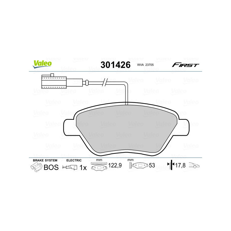 VALEO 301426 Brzdové destičky Přední pro