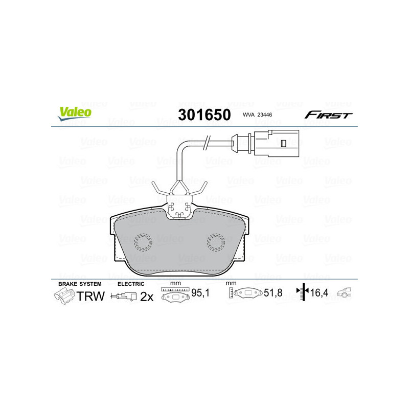 VALEO 301650 Pastillas de freno Trasero para