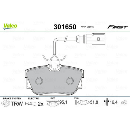 VALEO 301650 Klocki hamulcowe Tył dla