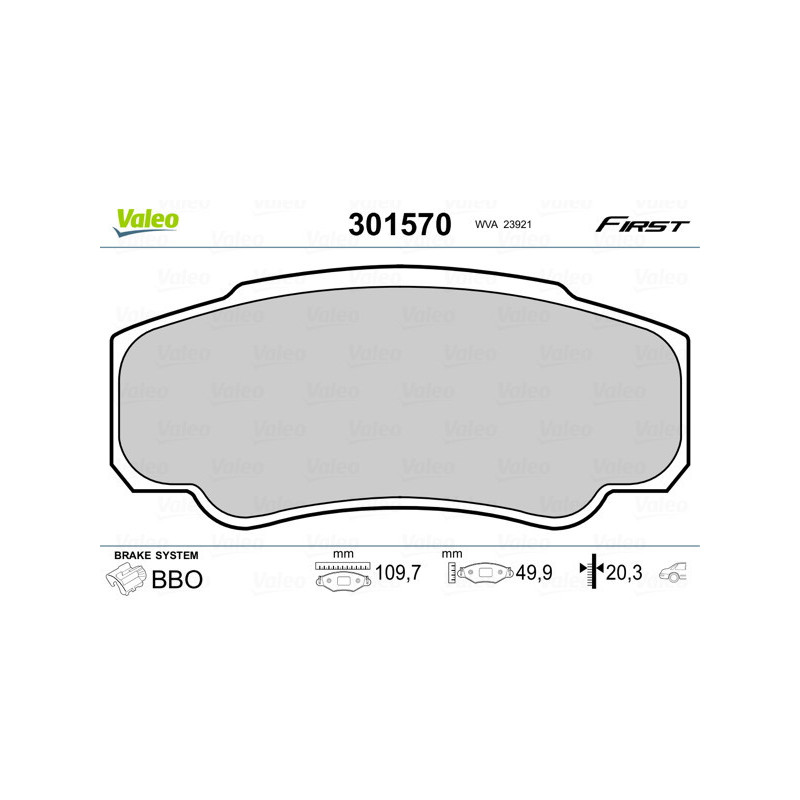 VALEO 301570 Brzdové platničky Zadné pre