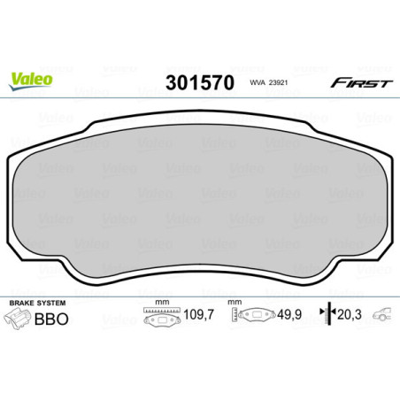 VALEO 301570 Pastillas de freno Trasero para