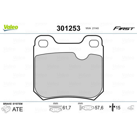 VALEO 301253 Pastillas de freno Trasero para