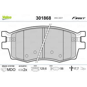 VALEO 301868 Brzdové platničky Predné pre