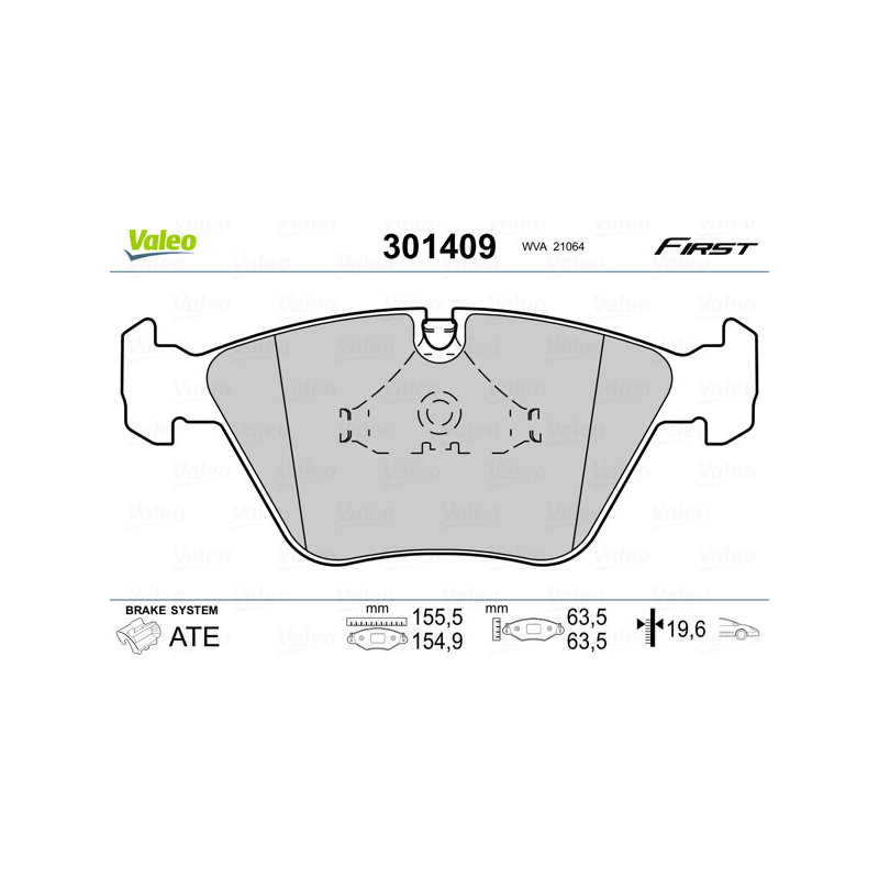 VALEO 301409 Brzdové platničky Predné pre