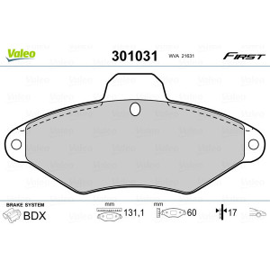 VALEO 301031 Brzdové platničky Predné pre