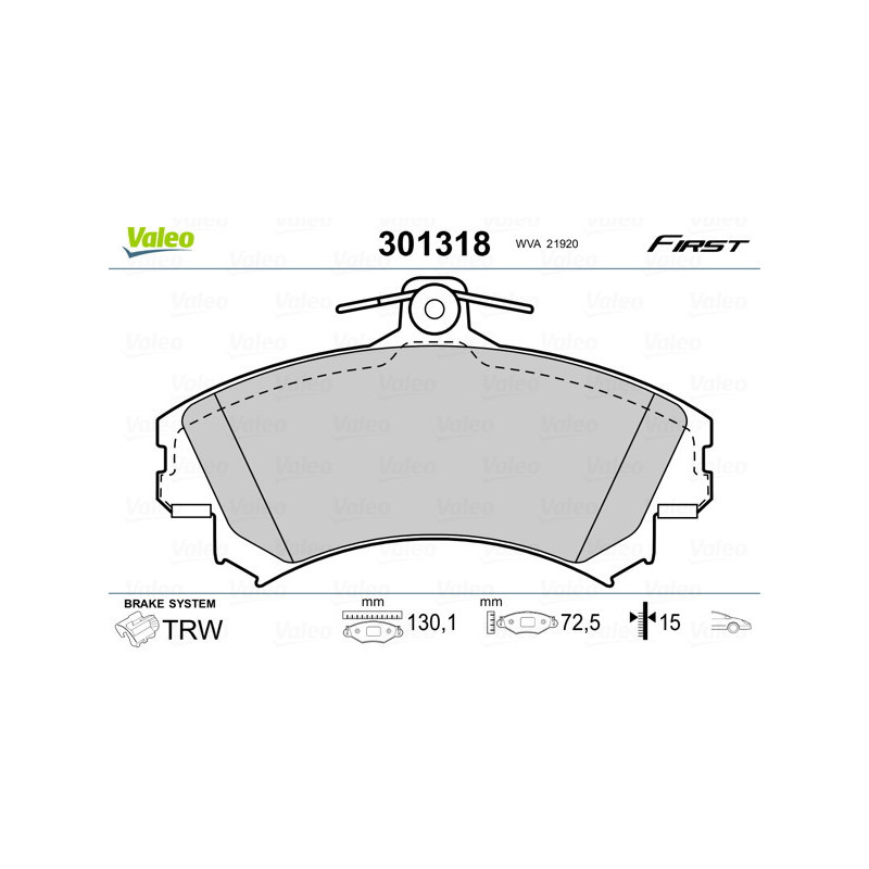 VALEO 301318 Pastillas de freno Delantero para