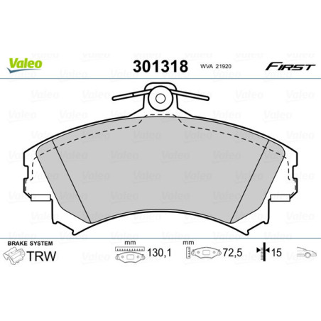 VALEO 301318 Klocki hamulcowe Przód dla