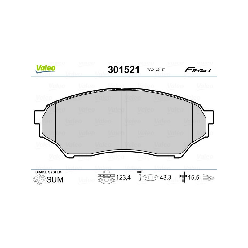 VALEO 301521 Plaquettes de frein Avant pour
