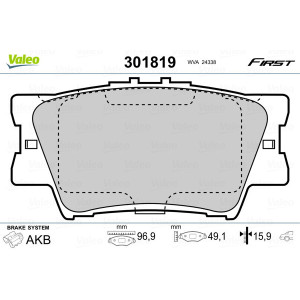 VALEO 301819 Pastiglie freno Posteriore per