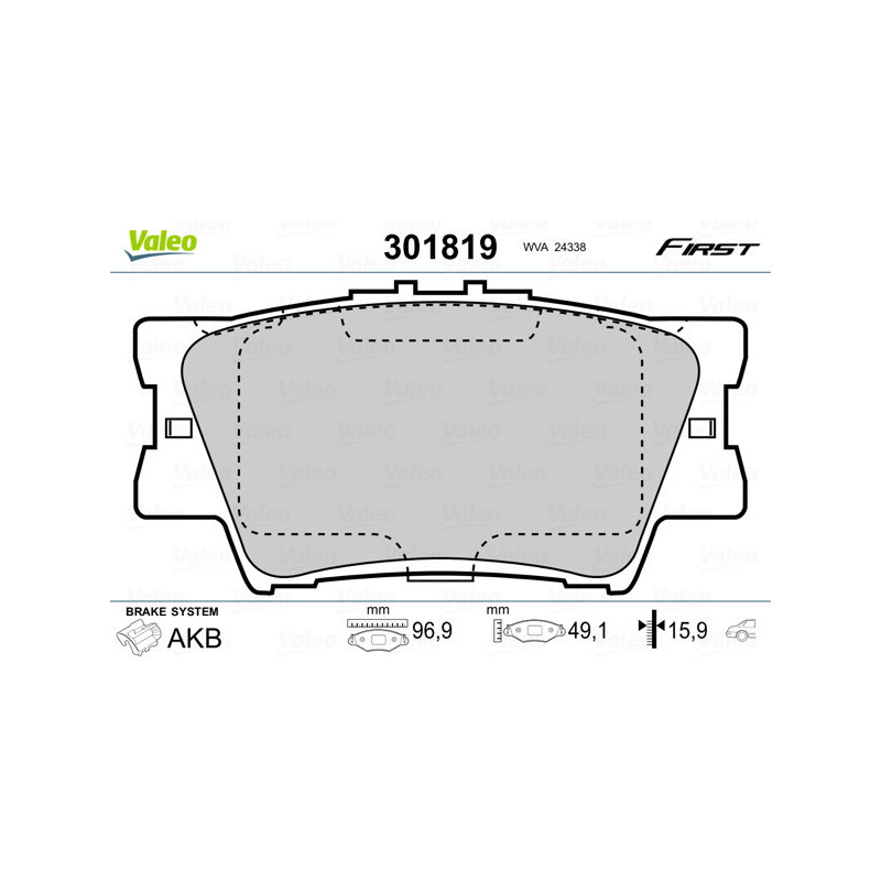 VALEO 301819 Klocki hamulcowe Tył dla