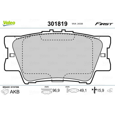 VALEO 301819 Pastillas de freno Trasero para
