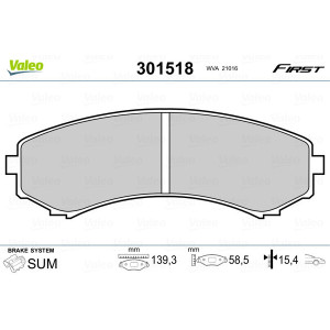 VALEO 301518 Pastiglie freno Anteriore per