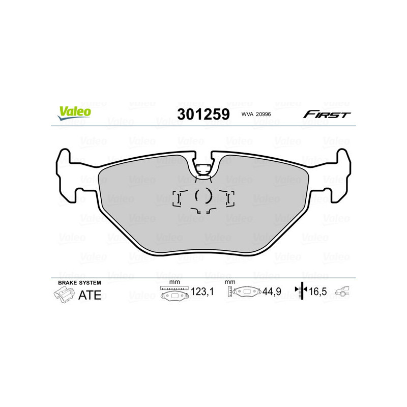 VALEO 301259 Plaquettes de frein Arrière pour