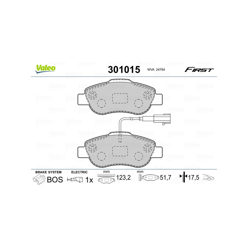 VALEO 301015 Brzdové platničky Predné pre