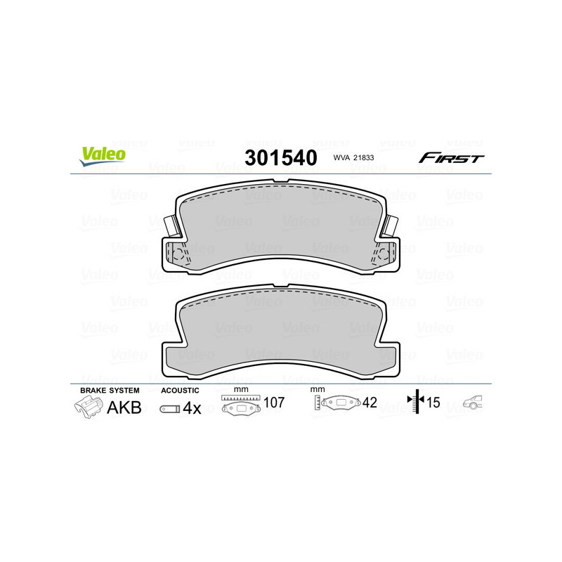 VALEO 301540 Pastillas de freno Trasero para