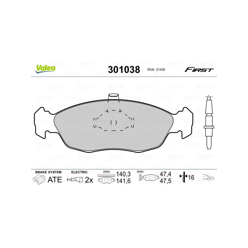 VALEO 301038 Klocki hamulcowe Przód dla