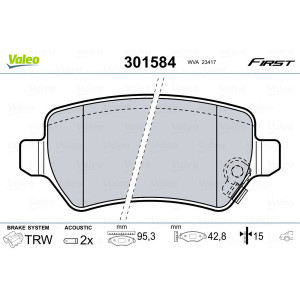 VALEO 301584 Klocki hamulcowe Tył dla