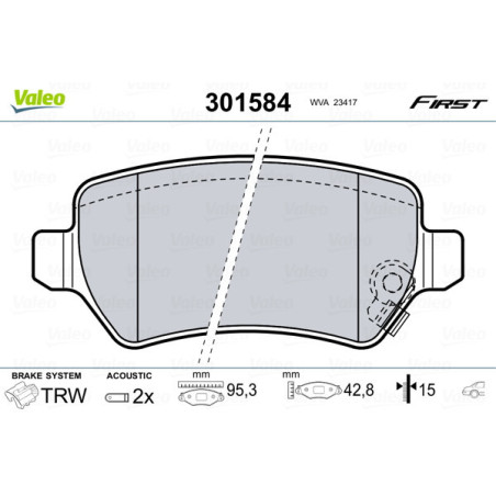 VALEO 301584 Plaquettes de frein Arrière pour