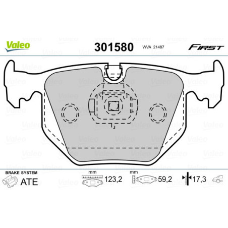 VALEO 301580 Pastillas de freno Trasero para