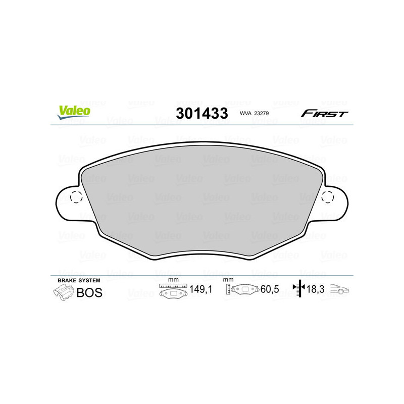 VALEO 301433 Pastiglie freno Anteriore per