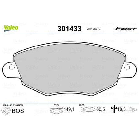 VALEO 301433 Plaquettes de frein Avant pour