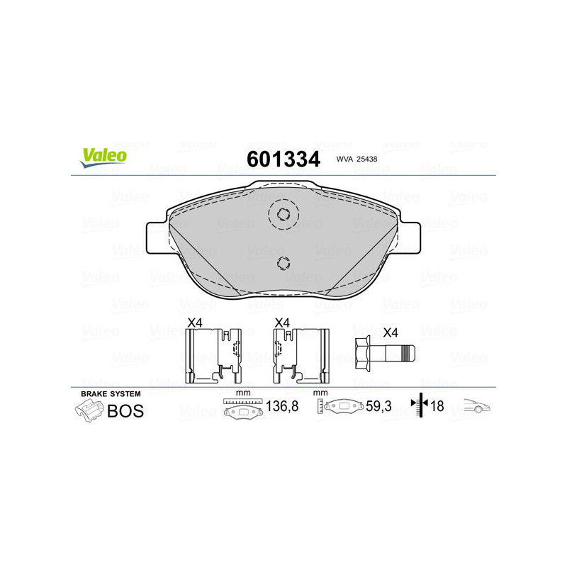 VALEO 601334 Pastillas de freno Delantero para