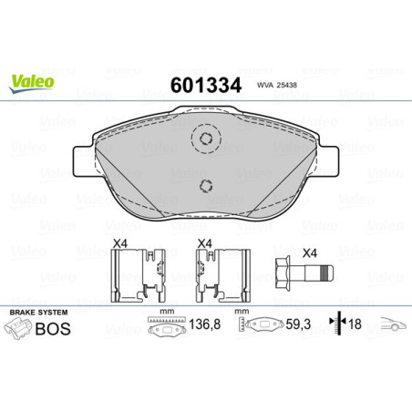 VALEO 601334 Plaquettes de frein Avant pour