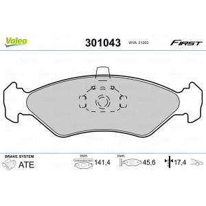 VALEO 301043 Brzdové platničky Predné pre