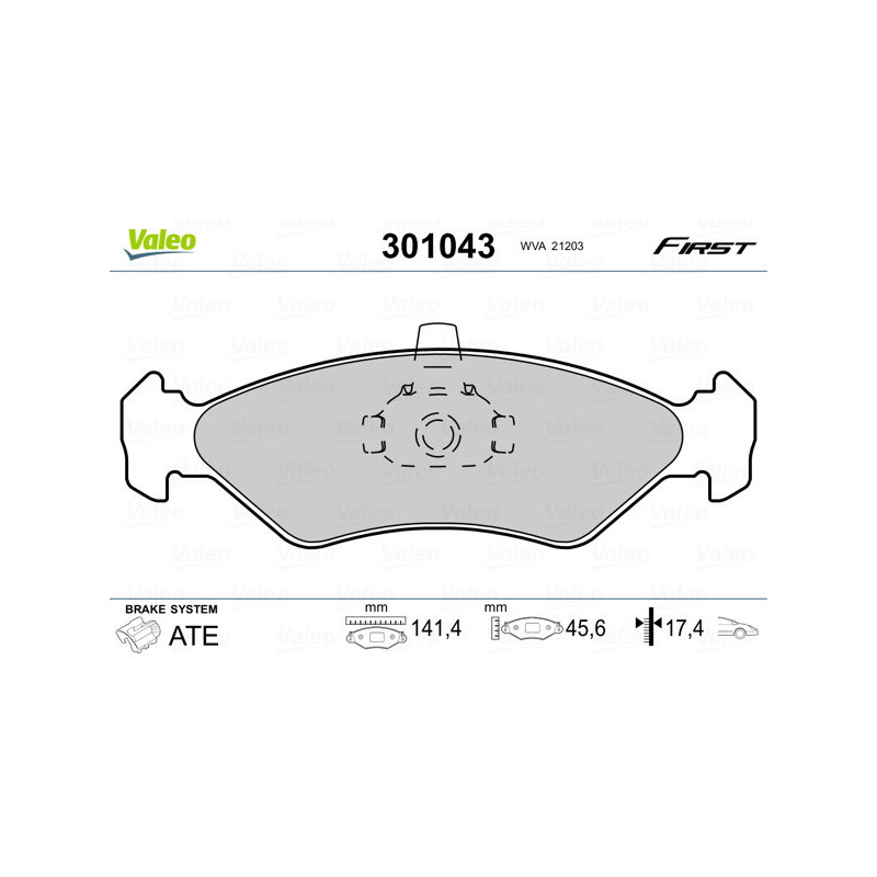 VALEO 301043 Klocki hamulcowe Przód dla