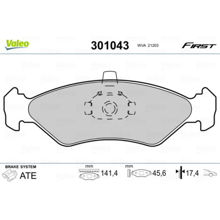 VALEO 301043 Pastillas de freno Delantero para