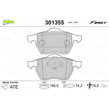 VALEO 301355 Pastiglie freno Anteriore per