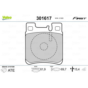 VALEO 301617 Brzdové platničky Zadné pre