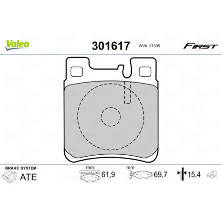 VALEO 301617 Plaquettes de frein Arrière pour