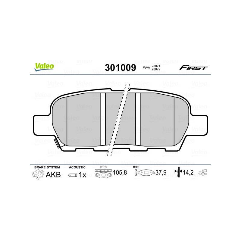 VALEO 301009 Klocki hamulcowe Tył dla