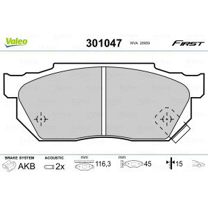 VALEO 301047 Brzdové platničky Predné pre