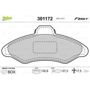 VALEO 301172 Brzdové platničky Predné pre