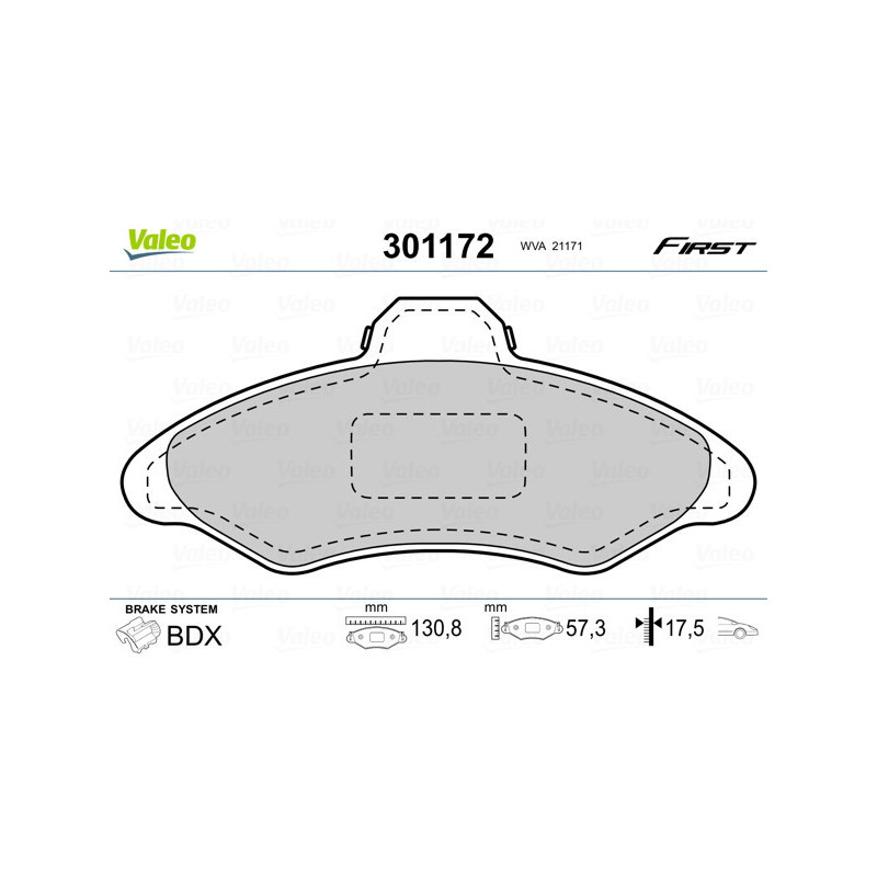 VALEO 301172 Klocki hamulcowe Przód dla