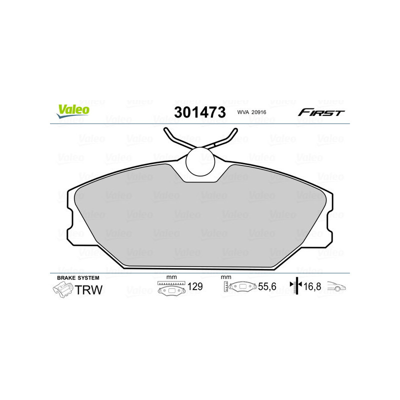 VALEO 301473 Brzdové platničky Predné pre