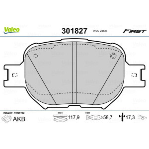 VALEO 301827 Pastillas de freno Delantero para