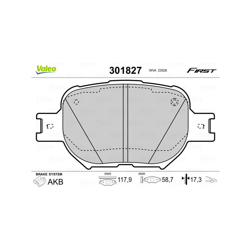 VALEO 301827 Klocki hamulcowe Przód dla
