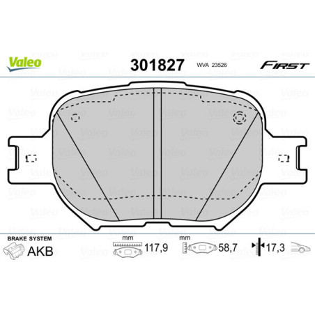 VALEO 301827 Pastillas de freno Delantero para