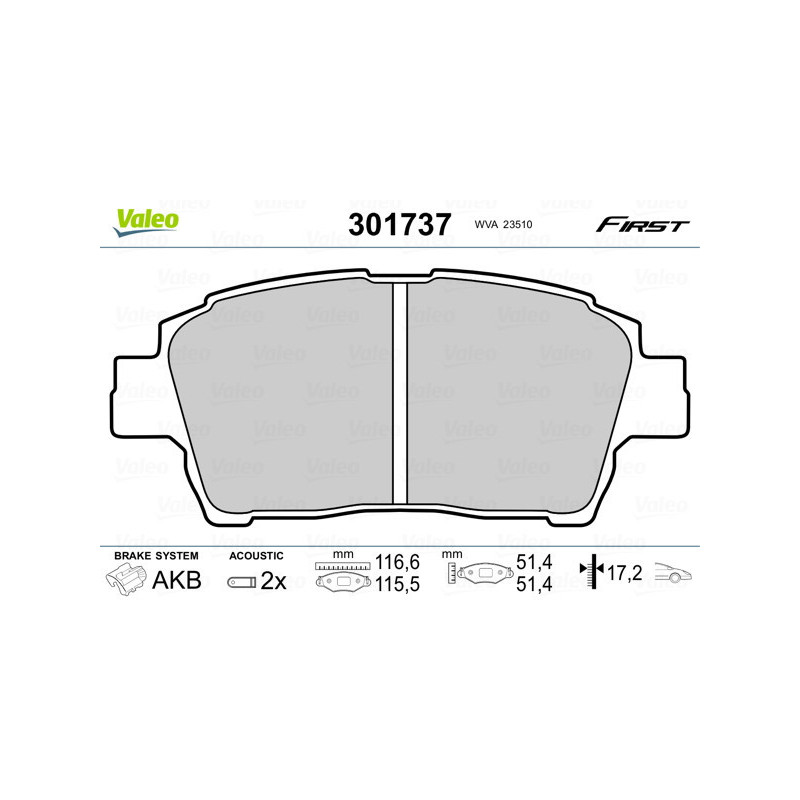 VALEO 301737 Pastillas de freno Delantero para