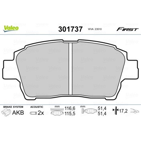 VALEO 301737 Klocki hamulcowe Przód dla