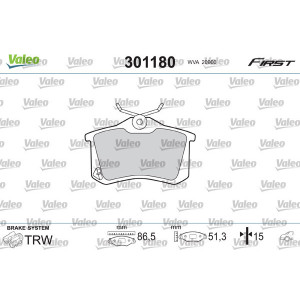VALEO 301180 Pastillas de freno Trasero para
