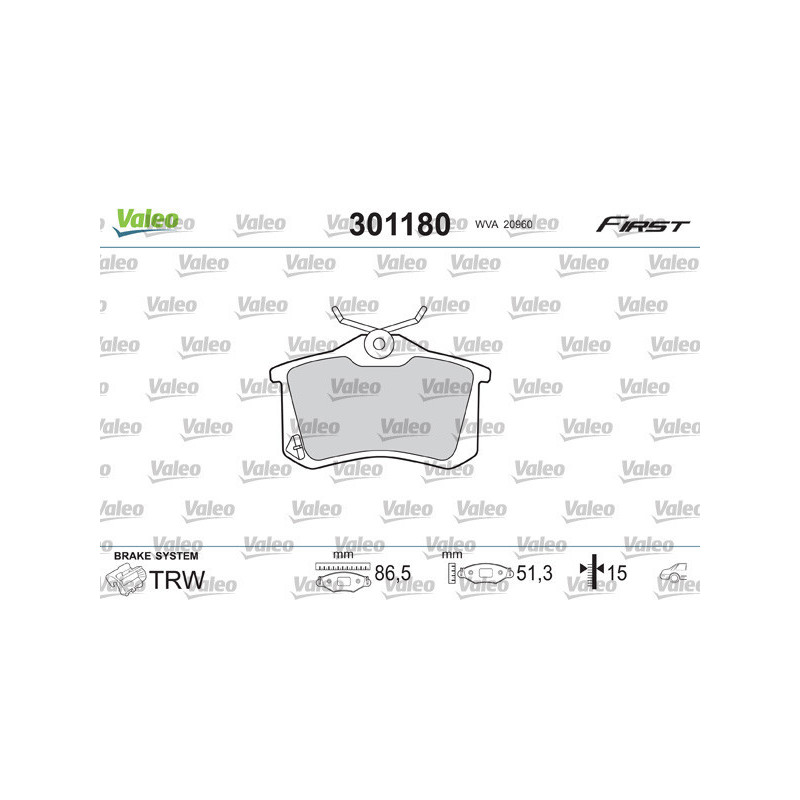 VALEO 301180 Bremsbeläge Hinten für