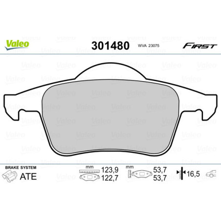 VALEO 301480 Brzdové platničky Zadné pre
