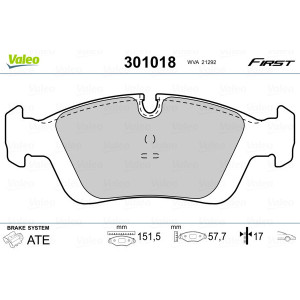 VALEO 301018 Brzdové platničky Predné pre