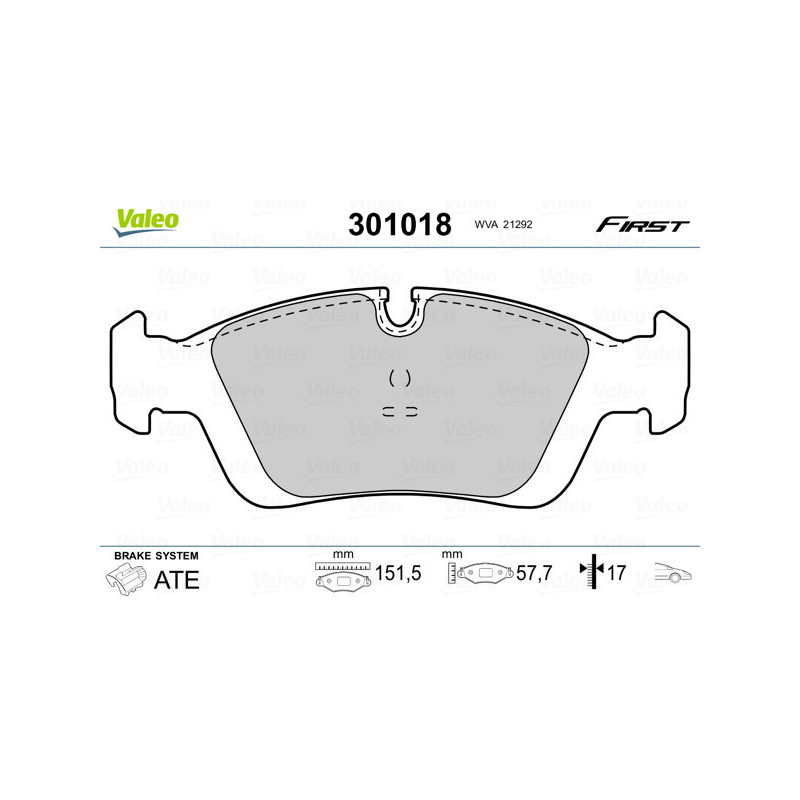 VALEO 301018 Klocki hamulcowe Przód dla