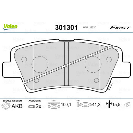 VALEO 301301 Brzdové platničky Zadné pre