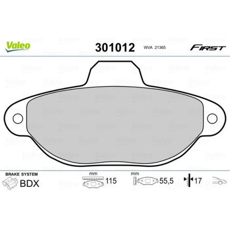 VALEO 301012 Klocki hamulcowe Przód dla